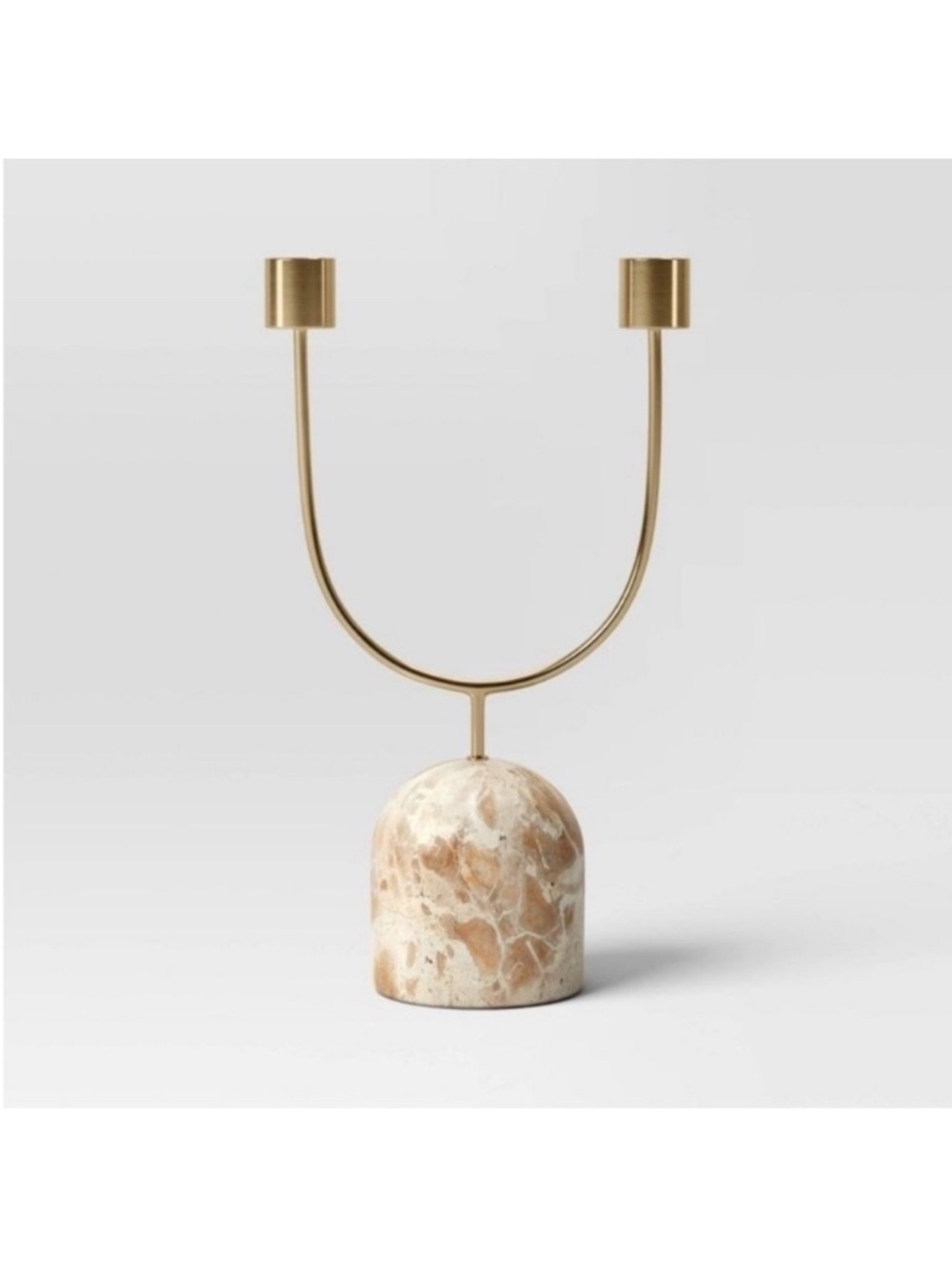 Threshold Gold Double Candle Holder with Beige Marble Base